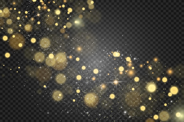 Brillo del vector de polvo dorado brillante Ornamentos brillantes relucientes para el fondo Ilustración vectorial