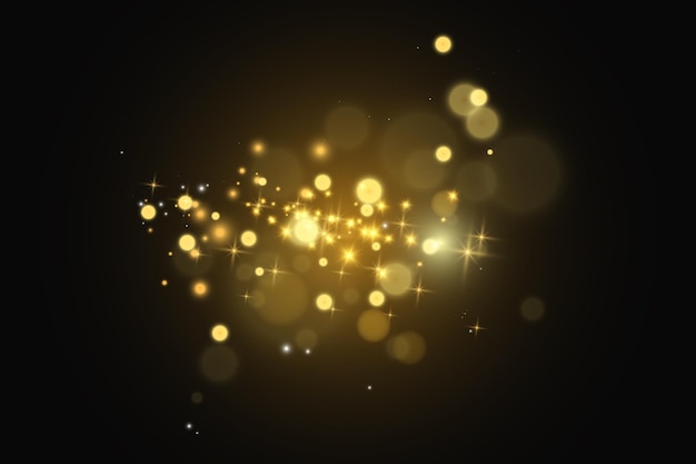 Brillo del vector de polvo dorado brillante Ornamentos brillantes relucientes para el fondo Ilustración vectorial