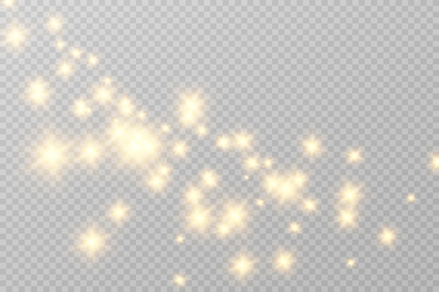 Brillo de vector de polvo de oro brillante. Adornos brillantes brillantes para el fondo. Ilustración vectorial