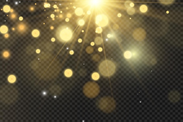 Brillo de vector de polvo de oro brillante. Adornos brillantes brillantes para el fondo. Ilustración vectorial