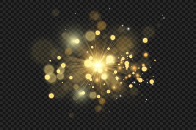 Brillo de vector de polvo de oro brillante. Adornos brillantes brillantes para el fondo. Ilustración vectorial