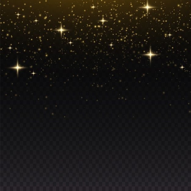 Brillos sobre un fondo transparente. Chispas de estrellas, brillan con un efecto de luz especial. Polvo de estrellas.