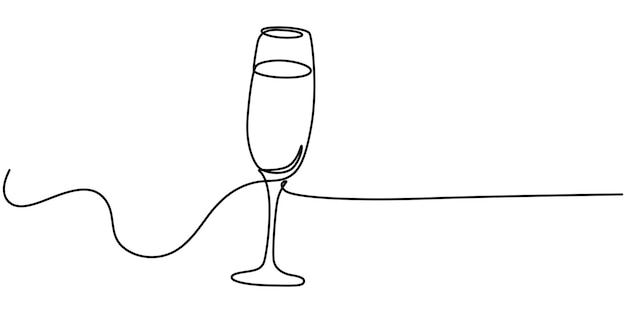 Brindis de celebración Ilustración de arte de línea continua Una línea de brindis de champaña lineal continuo