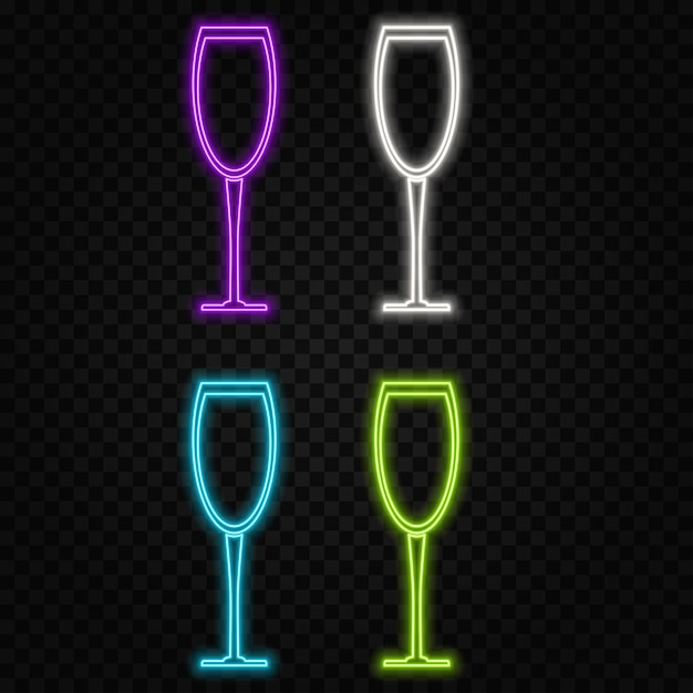 Brindis, cóctel de neón, letrero de moda, cartel de luz nocturna, estandarte brillante, emblema de verano, club y bar.