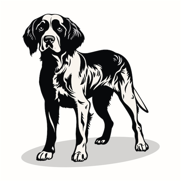 Brittany Spaniel siluetas e íconos negros fondo blanco vector de animales e ilustración