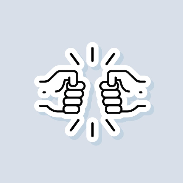 Bro etiqueta engomada del golpe del golpe del puño, logotipo, icono. Vector. Icono de golpe de puño. Concepto de relación. Vector sobre fondo aislado. EPS 10