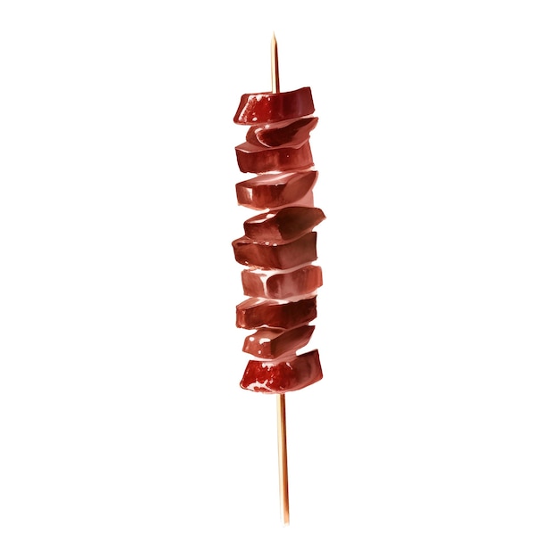 Vector brocheta de carne detallada pintura de ilustración dibujada a mano