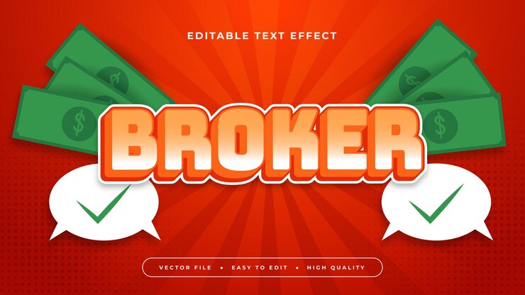 Vector broker naranja verde y rojo estilo de fuente de efecto de texto editable en 3d