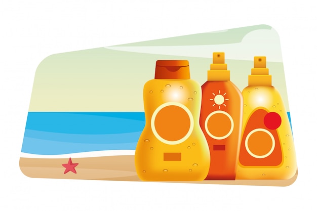 Vector bronceadores solares productos cosméticos