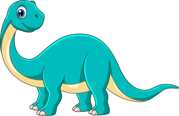Brontosaurio divertido de dibujos animados aislado sobre fondo blanco