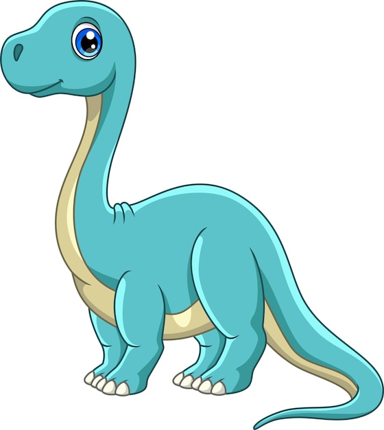 Brontosaurio divertido de dibujos animados aislado sobre fondo blanco