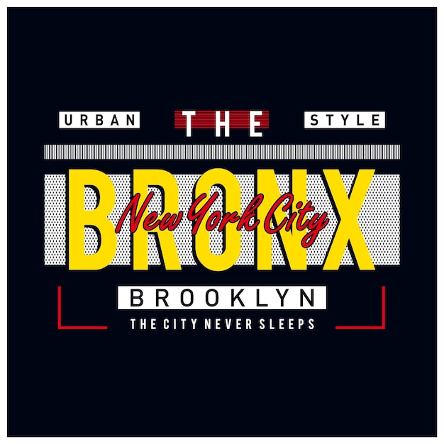 El bronx new york city tee elemento gráfico camiseta impresión vector ilustración tipografía diseño