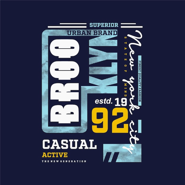brooklyn, ciudad de nueva york, extracto, gráfico, camiseta, diseño, tipografía, ilustración