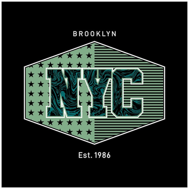 Vector brooklyn nueva york bandera de la ciudad de fondo tipografía diseño de camiseta