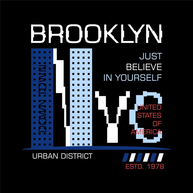 brooklyn nueva york letras resumen gráfico vector impresión