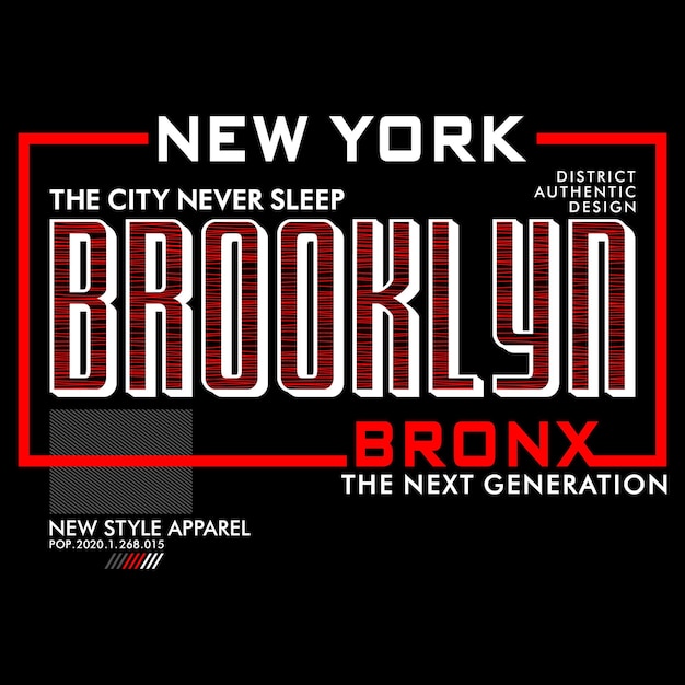 brooklyn nueva york tee tipografía gráfico ilustración vector arte estilo esquema vintage por orden