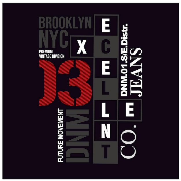 Brooklyn NYC Diseño de tipografía vintage en ropa de camisa de ilustración vectorial y otros usos