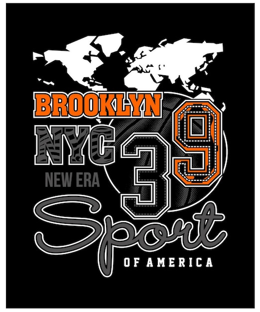 Brooklyn NYC Diseño de tipografía vintage en ropa de camiseta de ilustración vectorial y otros usos