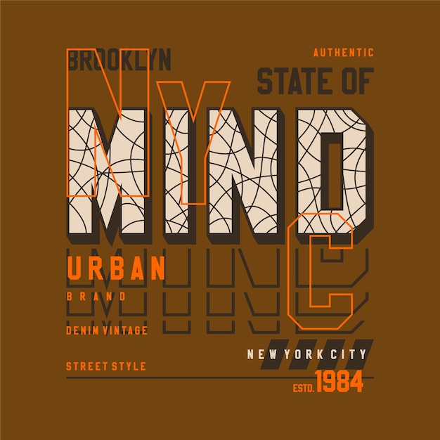 Brooklyn state of mind tipografía gráfica vector t shirt print