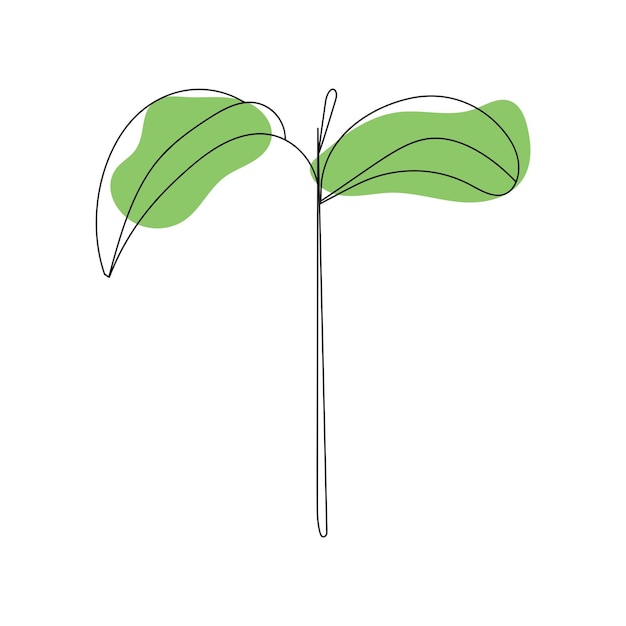 Brote verde en fondo aislado en estilo de arte de línea Ícono de crecimiento Temporada de primavera Siembra