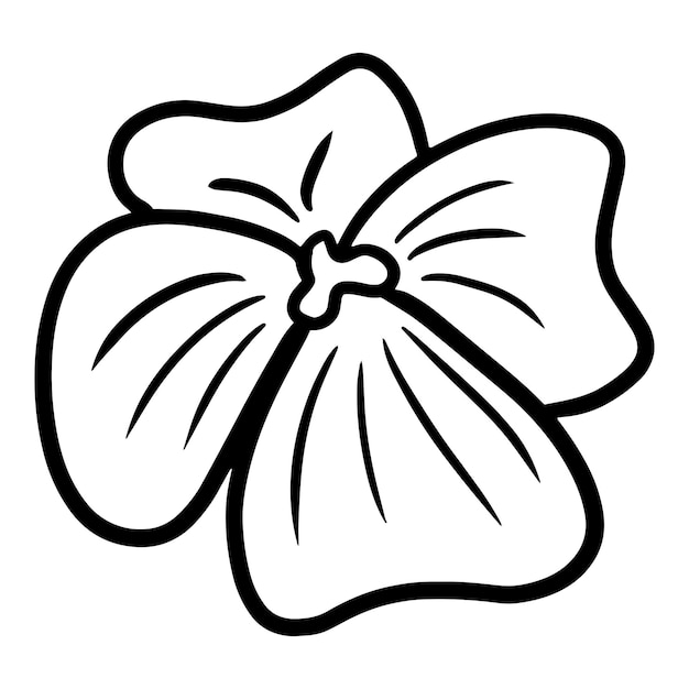 Brote de viola simple Ilustración de vector botánico monocromo de flor tropical