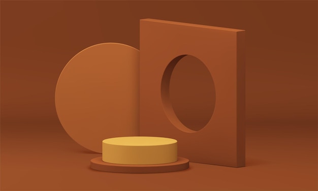 Brown 3d pedestal premio geométrico escenario de la arena diseño de decoración de fundación básica vector realista