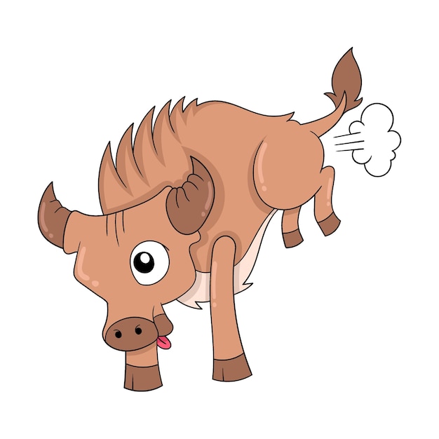 Brown bull está enojado agresivo cabeza doodle icono imagen kawaii