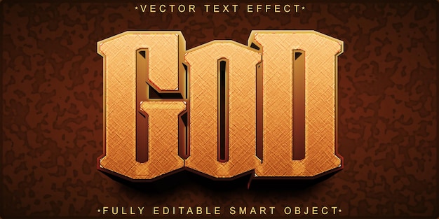 Brown God Vector Efecto de texto de objeto inteligente totalmente editable