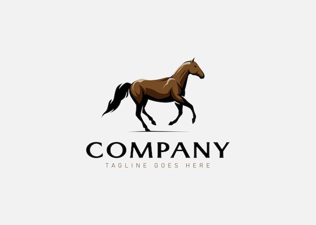 Brown Horse Running Plantilla de diseño de logotipo moderno vintage