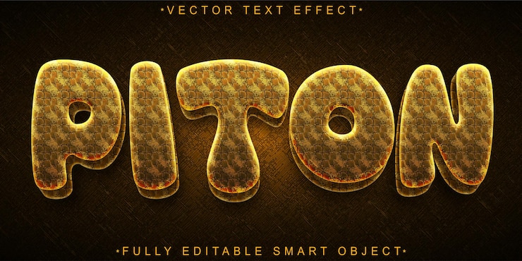 Vector brown piton skin vector efecto de texto de objeto inteligente totalmente editable