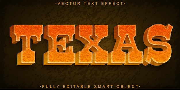 Brown Texas Vector Efecto de texto de objeto inteligente totalmente editable