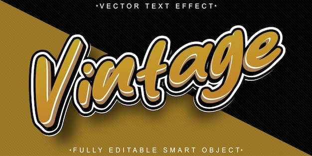Brown Vintage Vector Efecto de texto de objeto inteligente totalmente editable