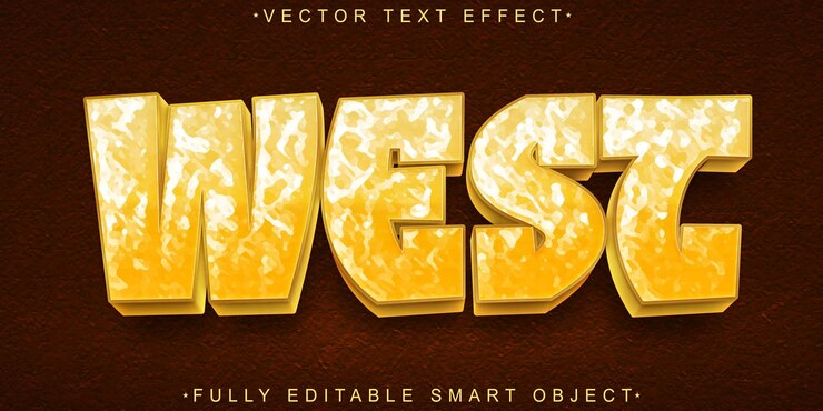 Vector brown wooden worn west vector objeto inteligente totalmente editable efecto de texto