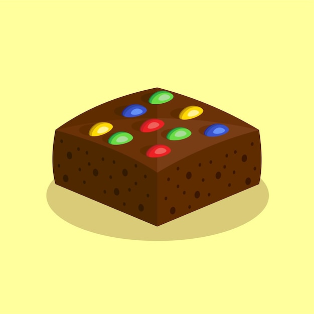 Brownie con Candy Topping Vector isométrico