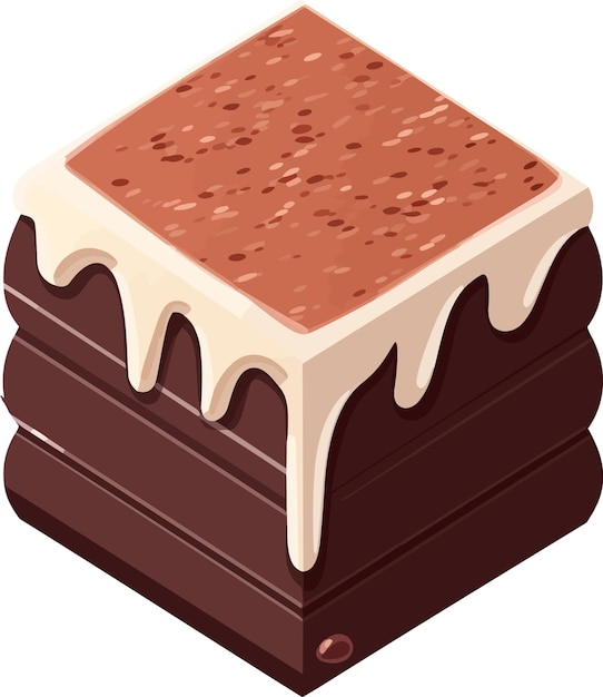 Vector el brownie de chocolate vectorial aislado sobre un fondo blanco