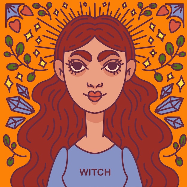 Vector bruja, brujería, signos mágicos