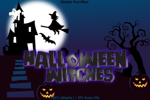 Brujas de Halloween Efecto de texto editable Estilo de relieve 3D