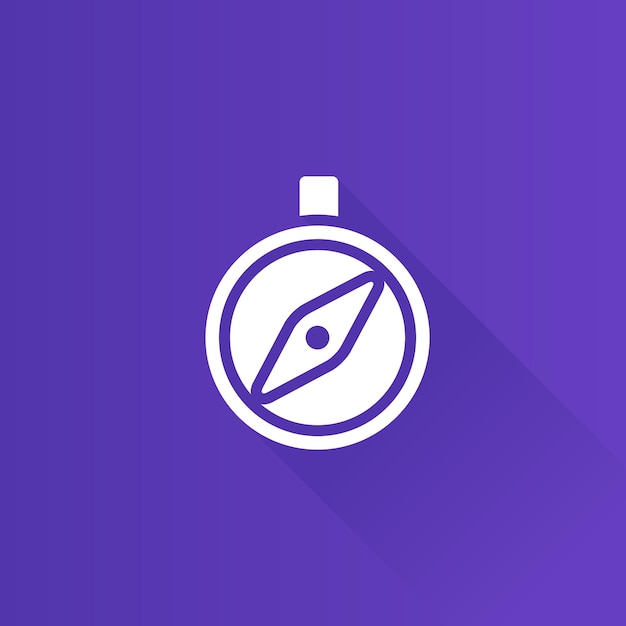 Brújula color plano icono larga sombra vector ilustración
