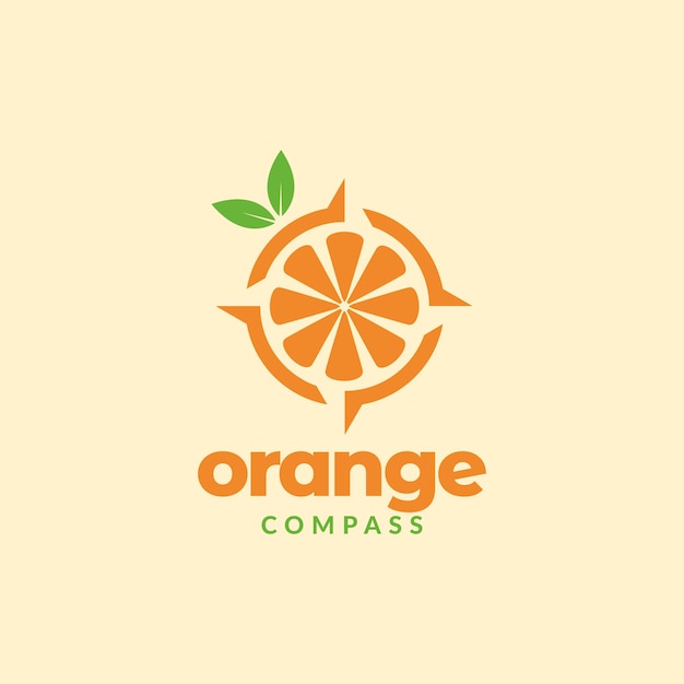 Vector brújula con diseño de logotipo de fruta naranja vector gráfico símbolo icono ilustración idea creativa