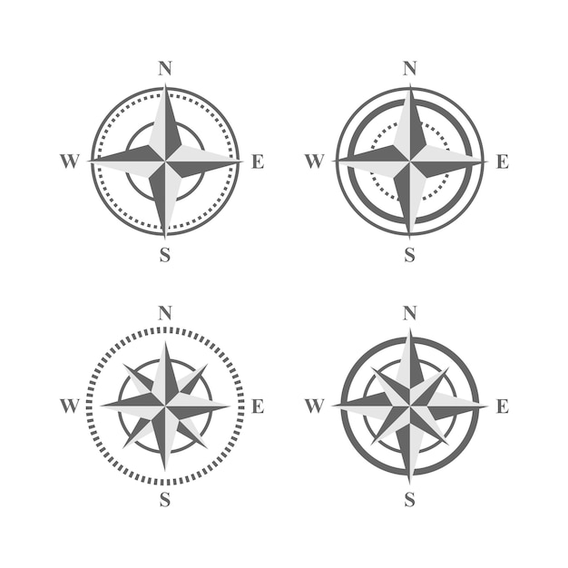 brújula de mapa plano vectorial