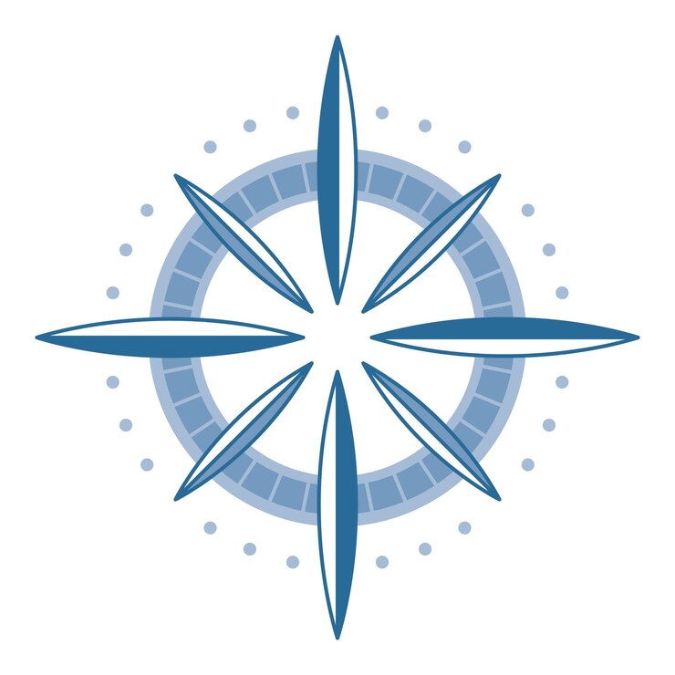 Vector brújula rosa de los vientos dispositivo de navegación con indicación de los puntos cardinales signo de brújula náutica vectorial