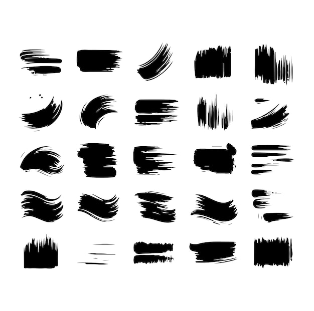 Brush elementos grunge siluetas negras y blancas vector
