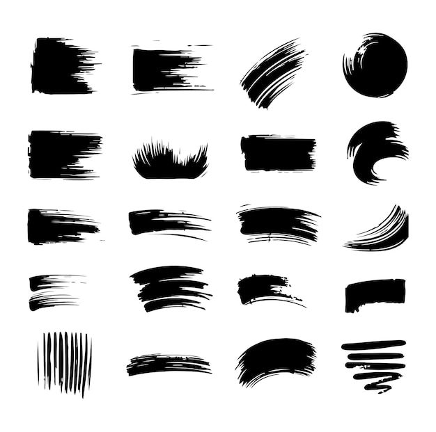 Brush elementos grunge siluetas negras y blancas vector