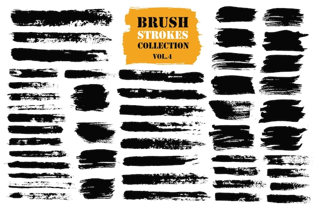 Brush Strokes Set Paintbrush Boxes para texto Grunge elementos de diseño Banderas de textura sucia salpicaduras de tinta Ilustración vectorial