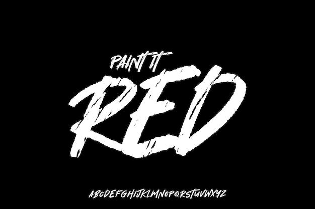 Brush vectorial creativo rojo con textura Diseño de fuentes alfabéticas de visualización