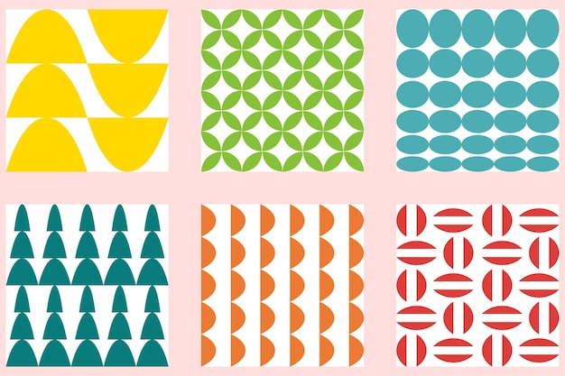 Brutal círculo contemporáneo y colección ovalada de patrones sin fisuras Impresión psicodélica para papel textil y tela Ilustración de vector de fondo de onda