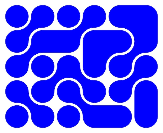 Brutalismo de fondo con líquido azul círculo conectado puntos metaballs tetris patrón sin costuras