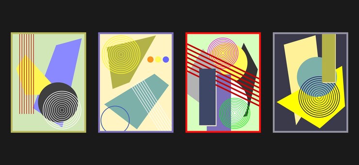 Vector el brutalismo moderno abstract cubre un conjunto de cubiertas mínimas de diseño de fondo geométrico colorido abstract