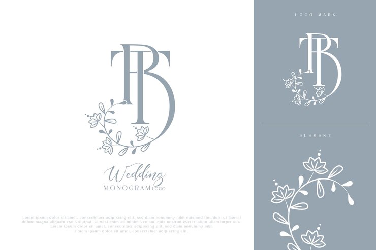 Vector bt tb logotipo inicial del monograma de la boda