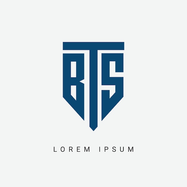 BTS inicial redondeado letra diseño de logotipo monograma icono vectorial plantilla